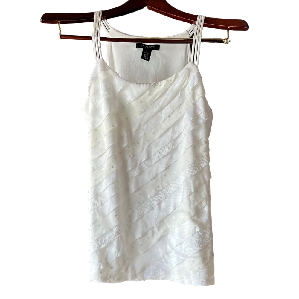 White House Black Market Ivory Sleeveless Blouse M